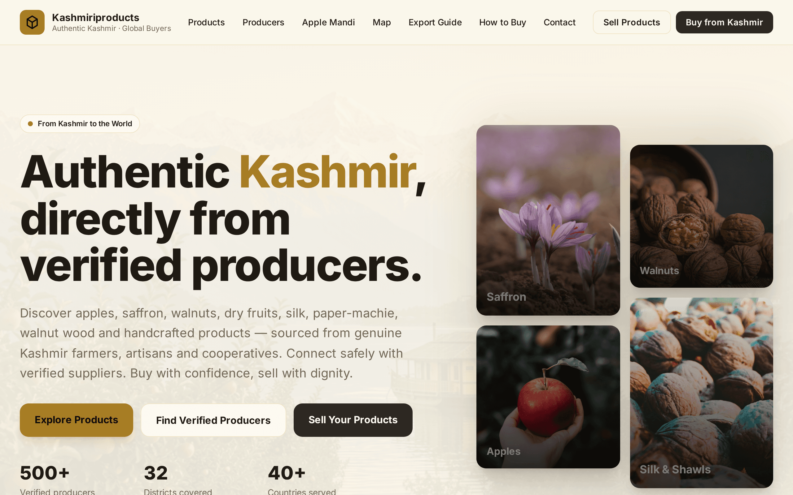 Authentic Kashmir products sourced directly from verified farmers and artisans.
