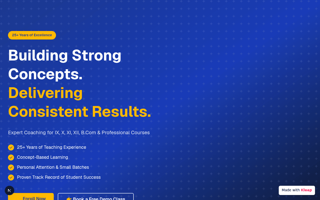 Expert coaching site building strong concepts and delivering consistent results with clear value propositions.