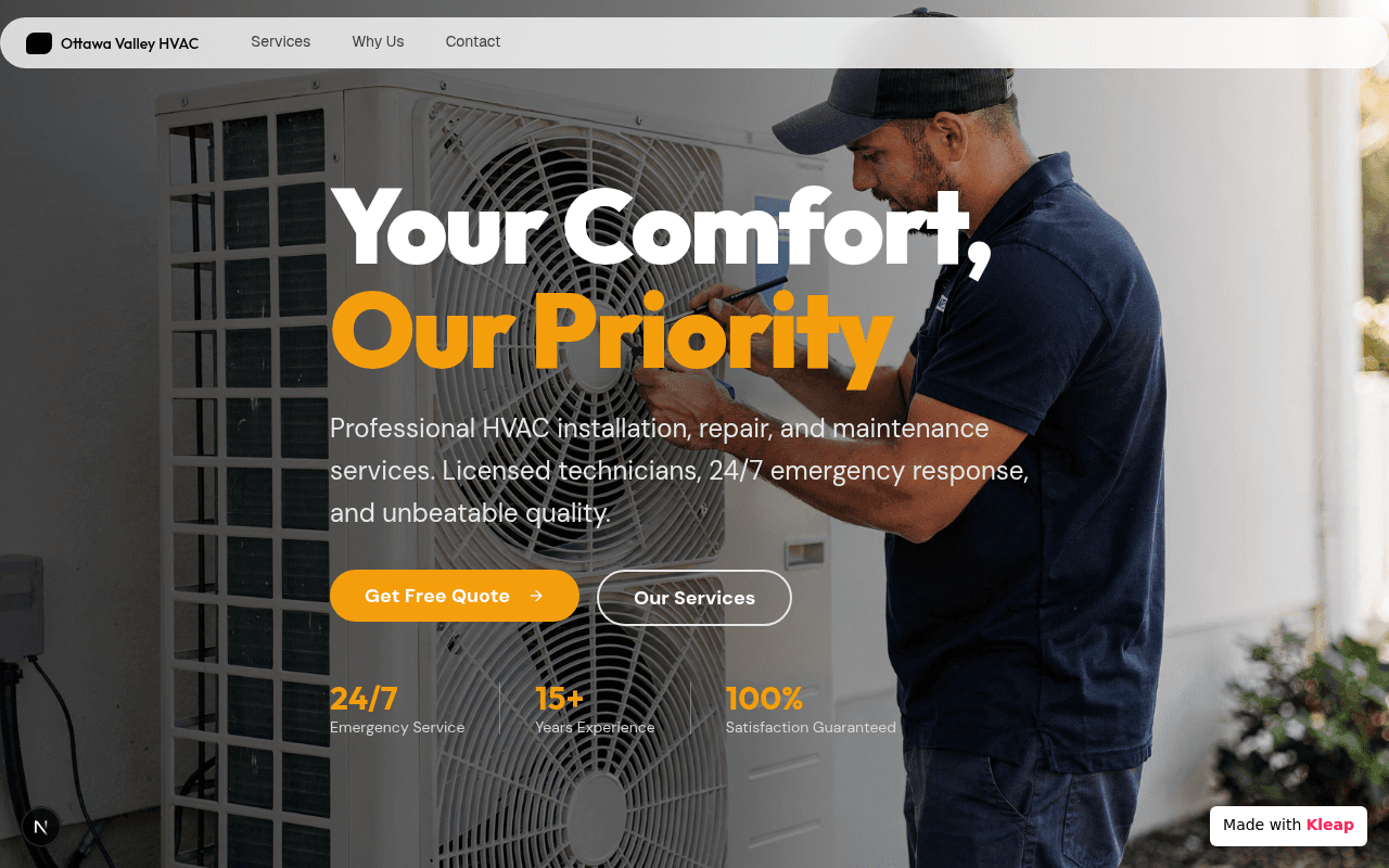 A clear and functional presence for HVAC services, prioritizing customer comfort and professional expertise.