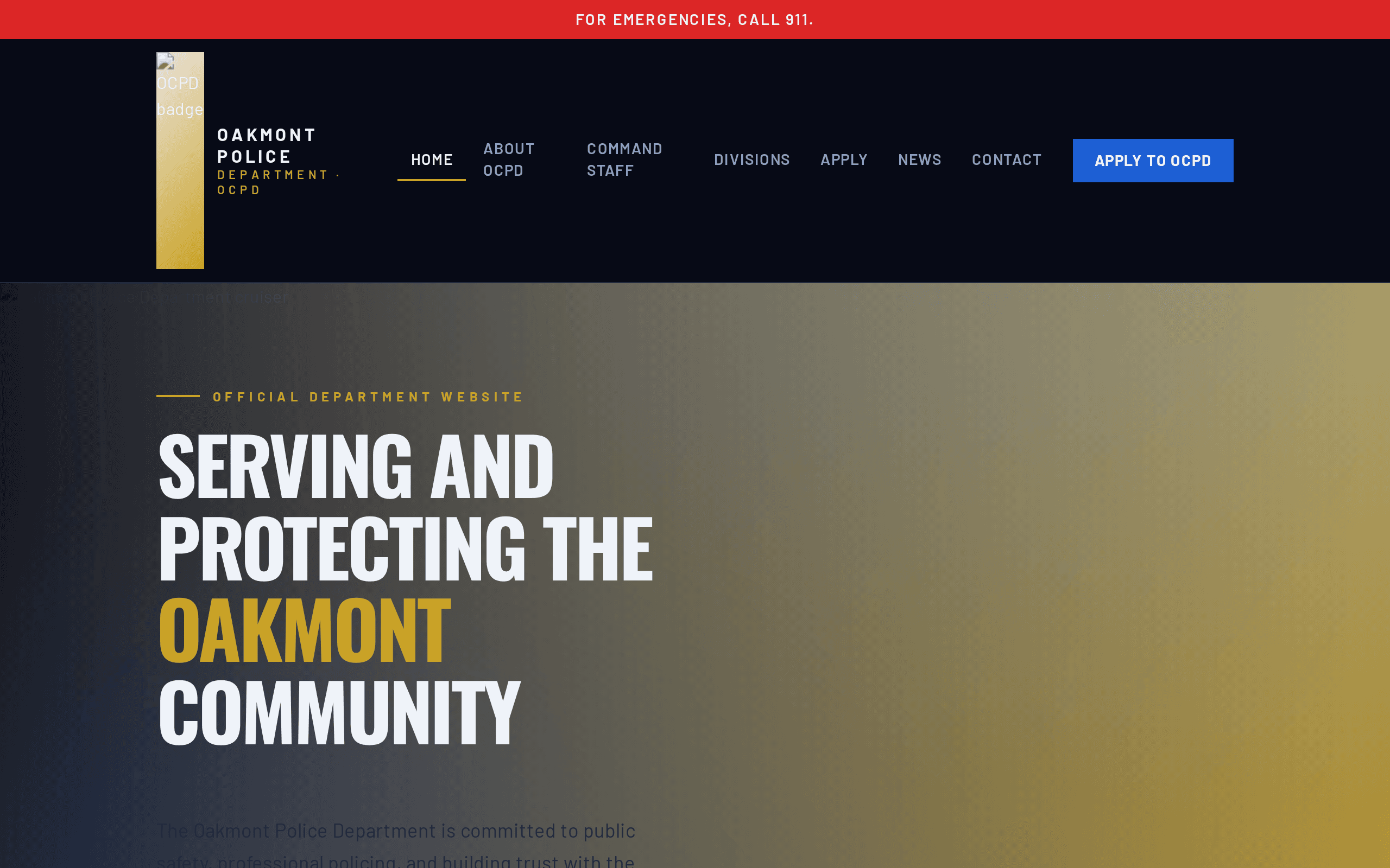 Screenshot of Oakmont Police Department