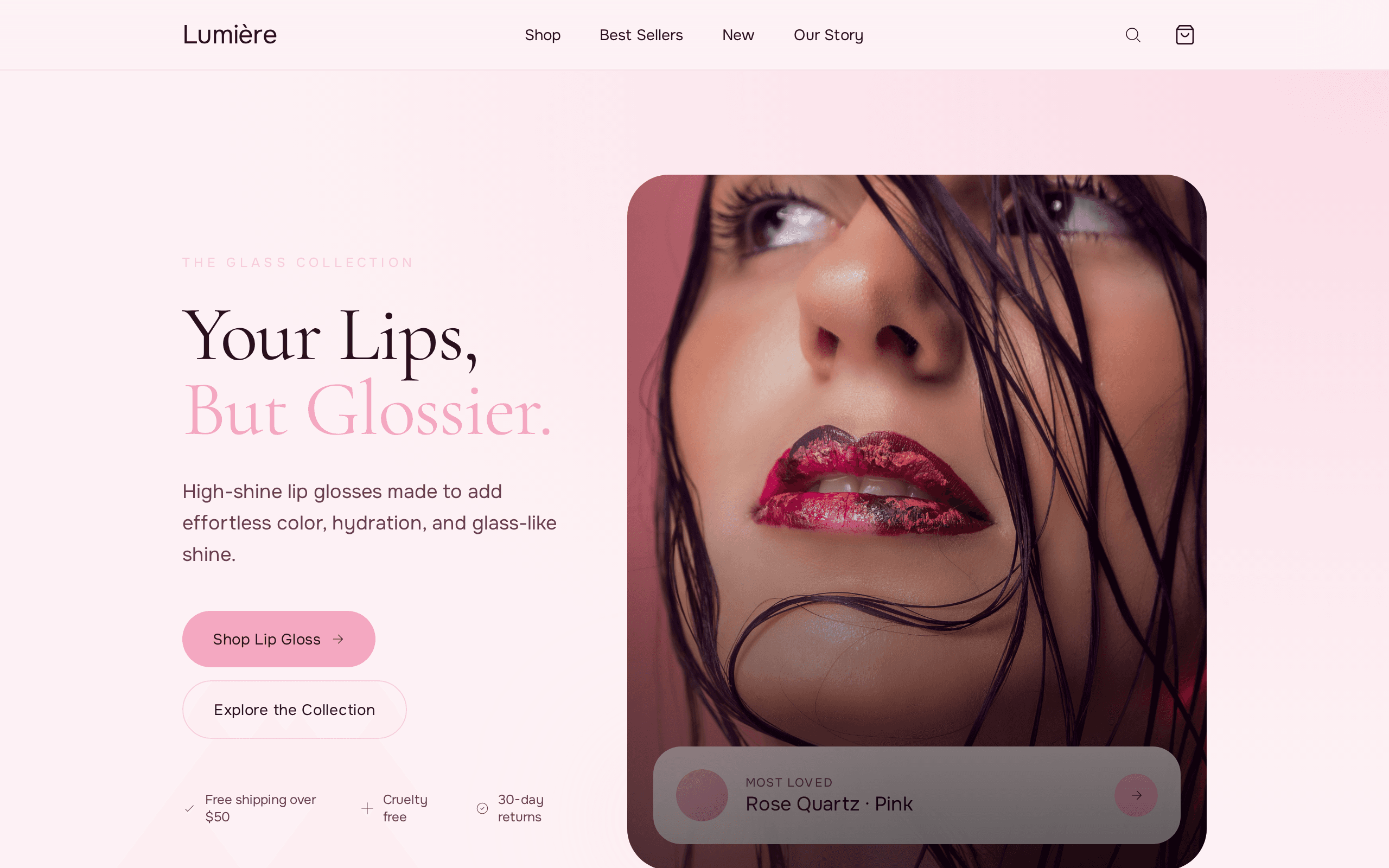 High-shine lip gloss with effortless color and glass-like hydration.