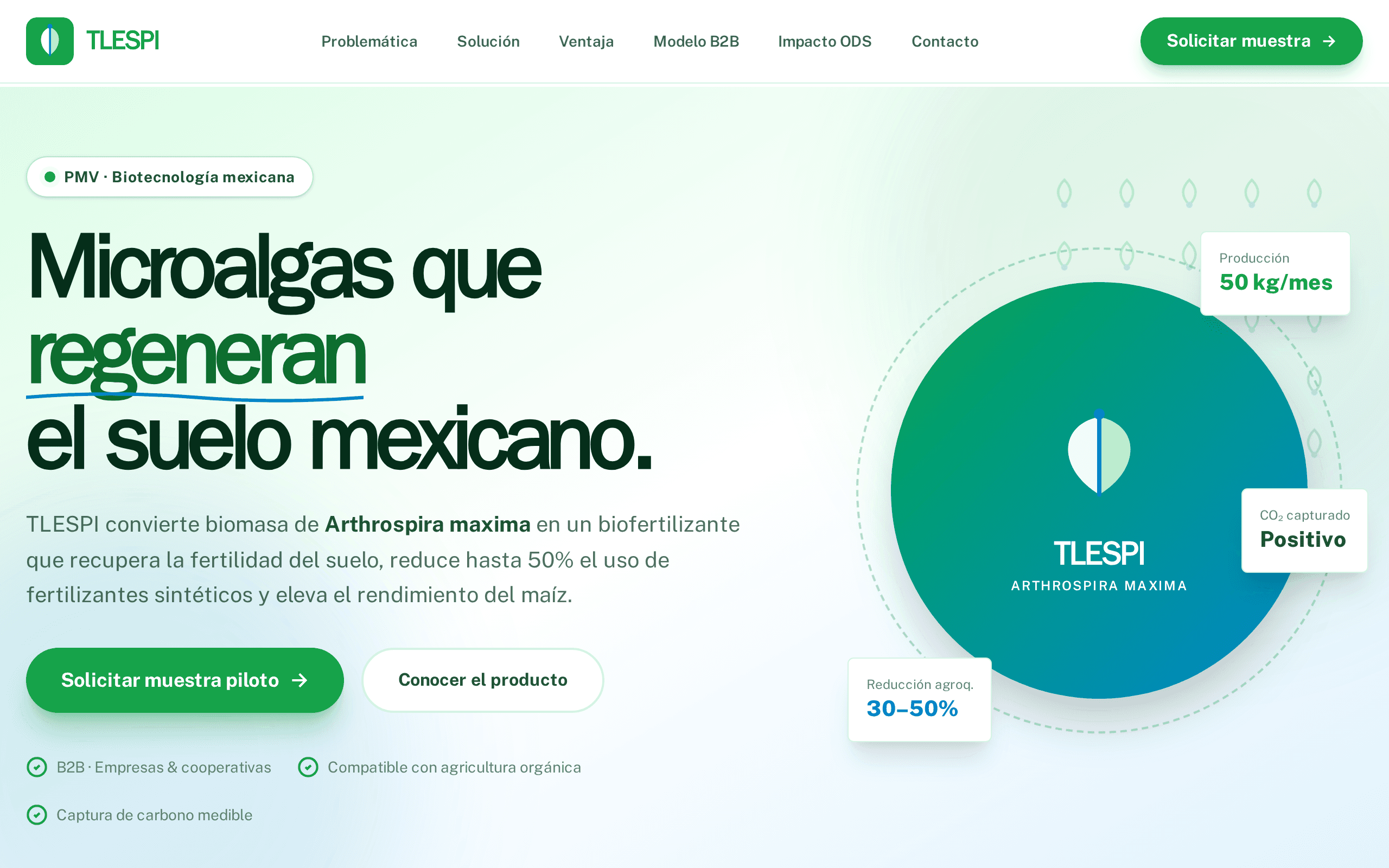 Mexican microalgae biofertilizer that regenerates soil and cuts synthetic fertilizer use.