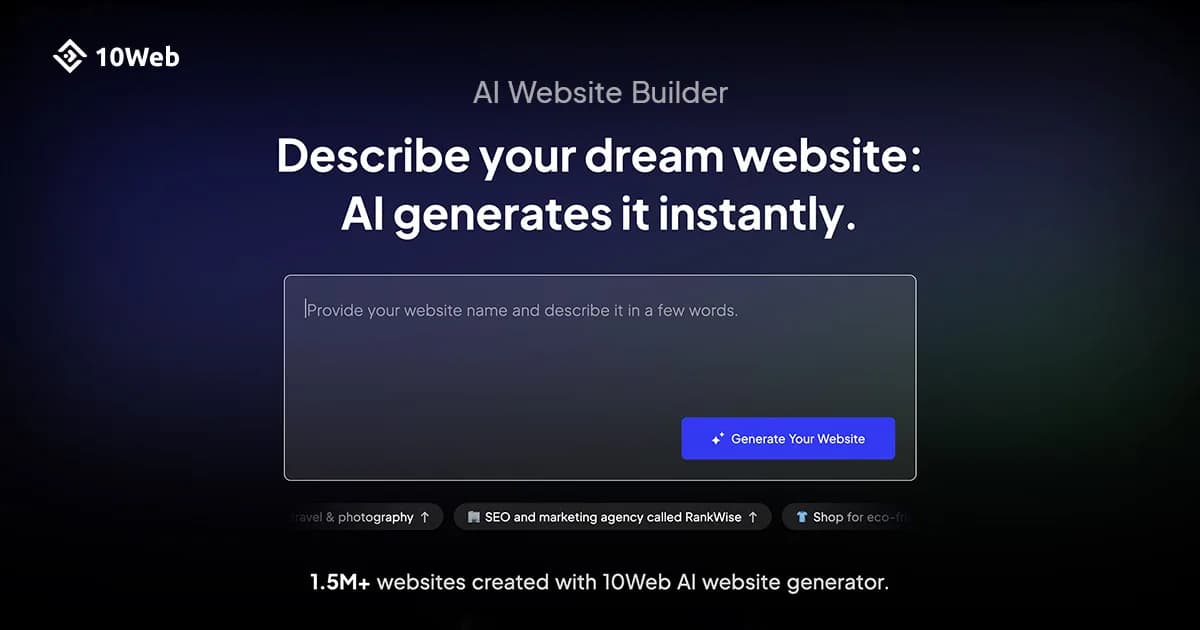 The 10Web interface