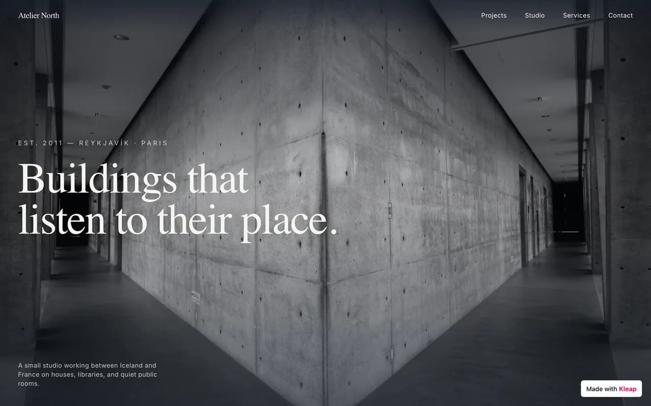 Examples of sites built with Kleap