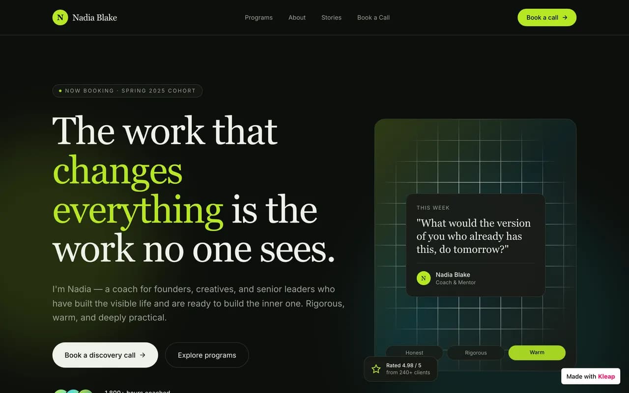 Examples of sites built with Kleap