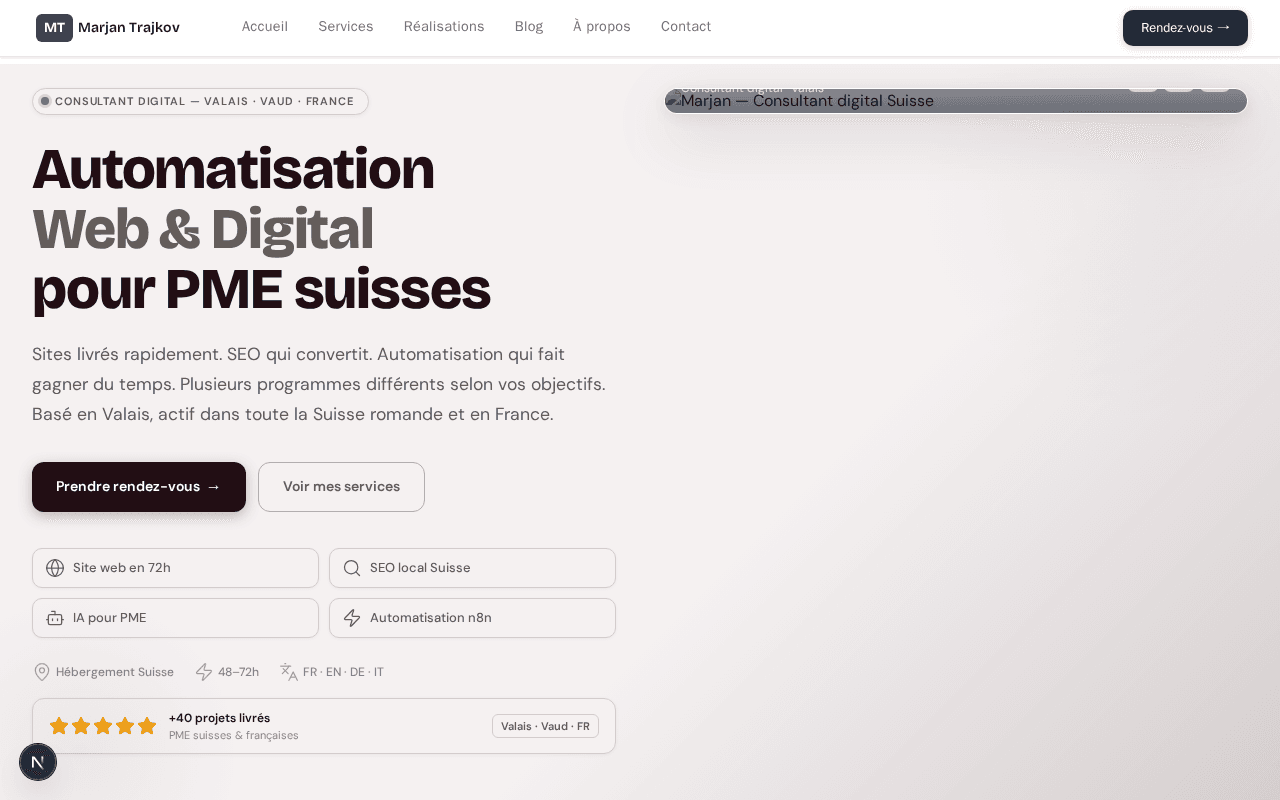 Swiss digital consultancy with automation expertise and a no-nonsense tone.