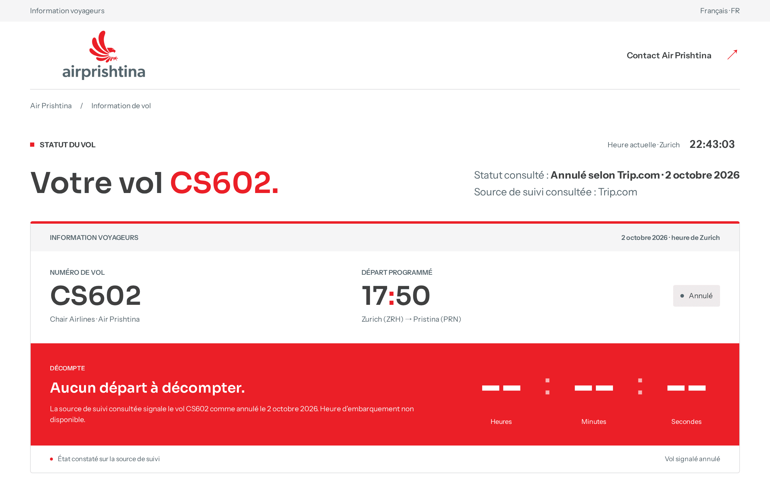 Screenshot of CS602 · Air Prishtina