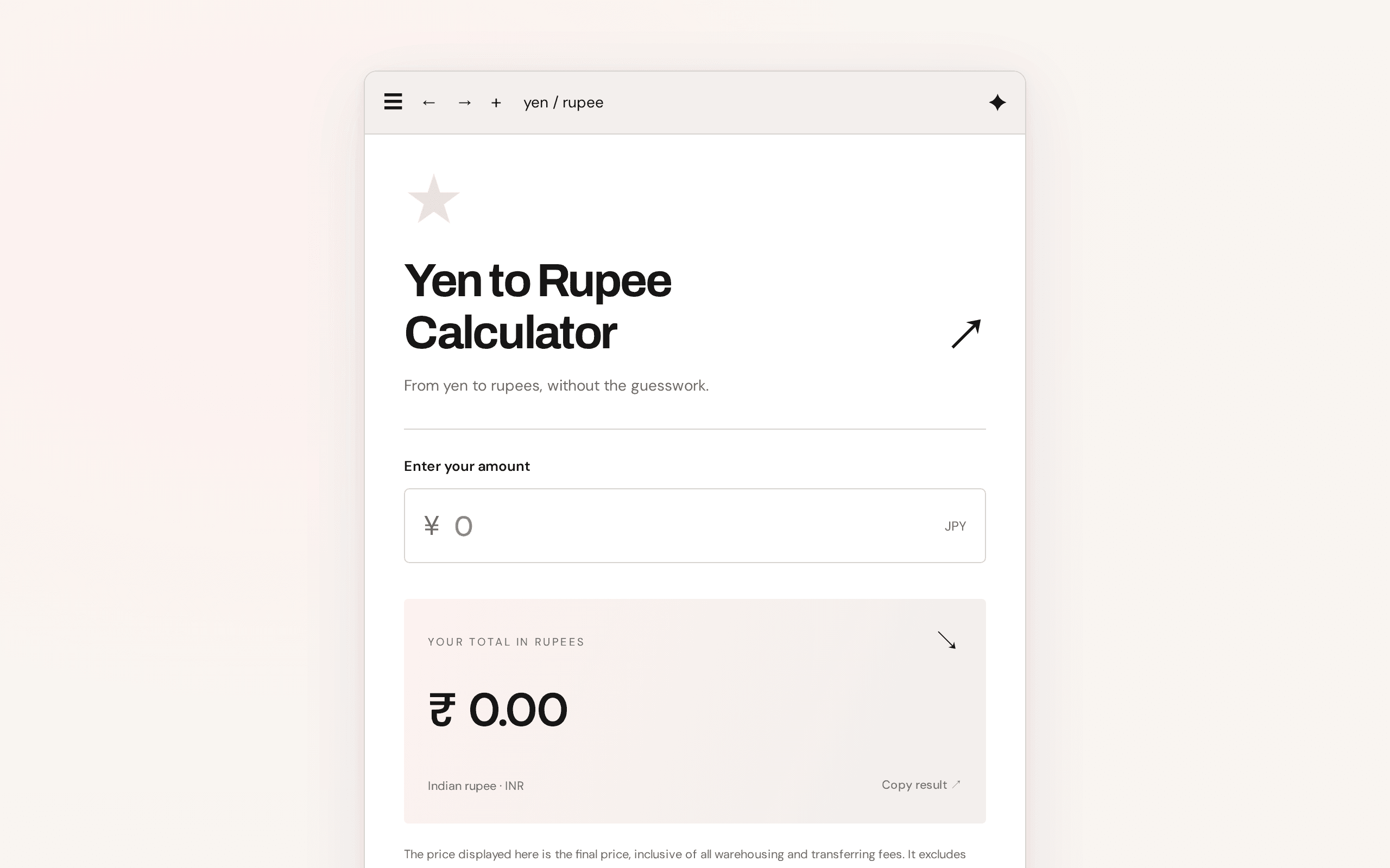 A focused yen-to-rupee converter that removes the math from your next trip.