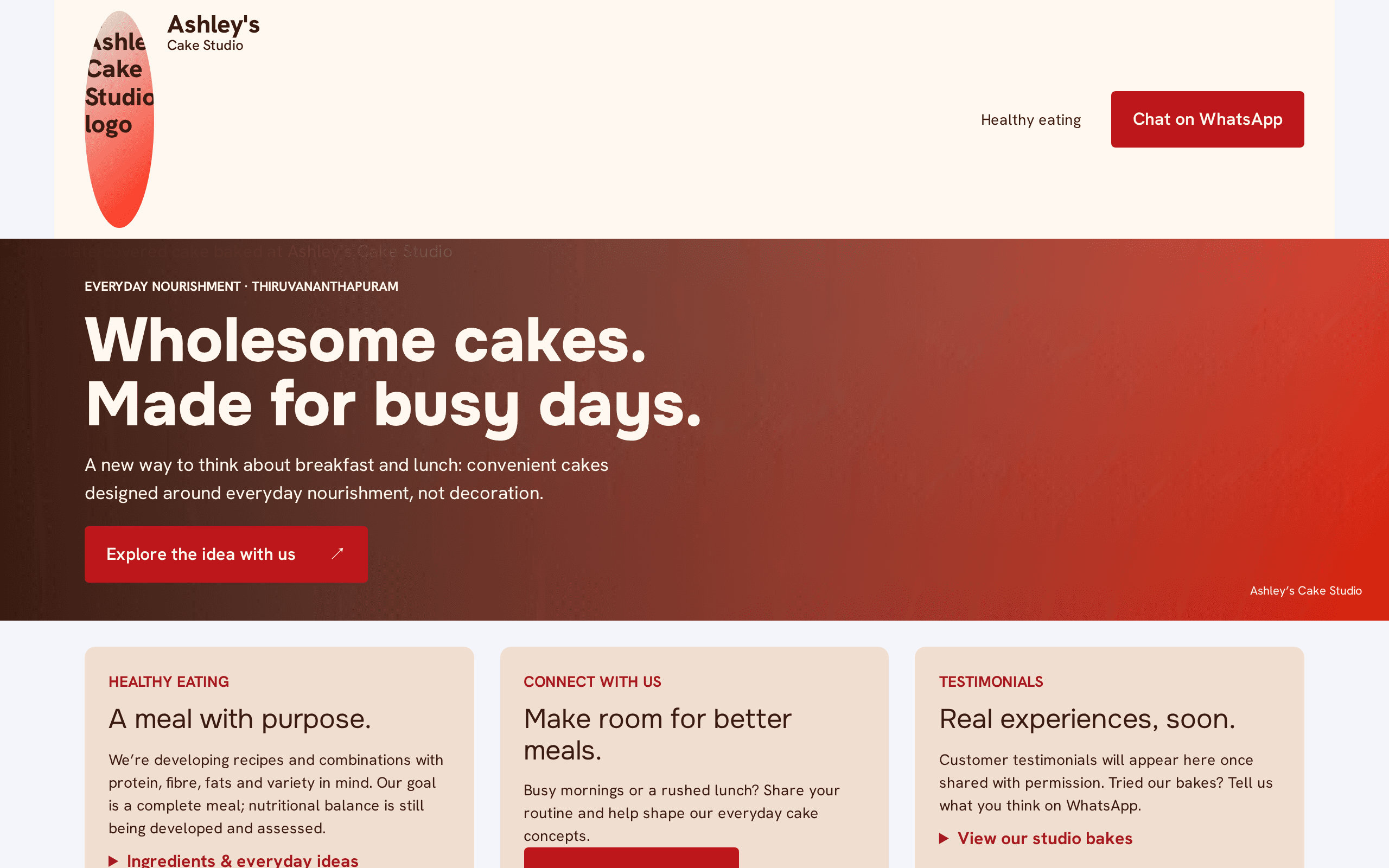 Screenshot of Ashley's Cake Studio