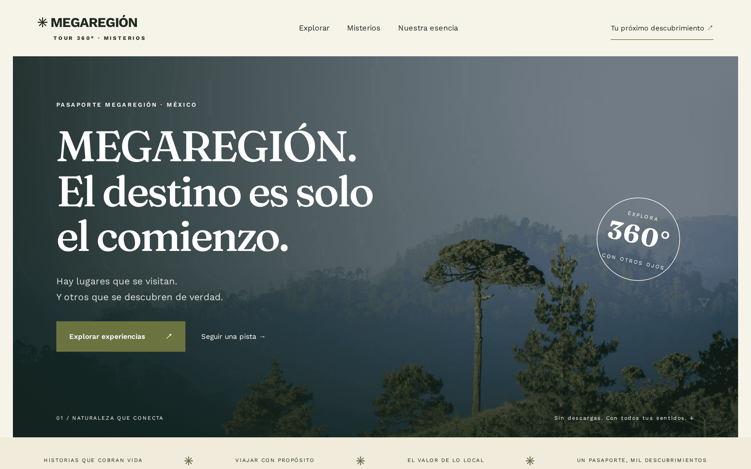 An immersive regional tourism passport celebrating hidden Mexican landscapes.