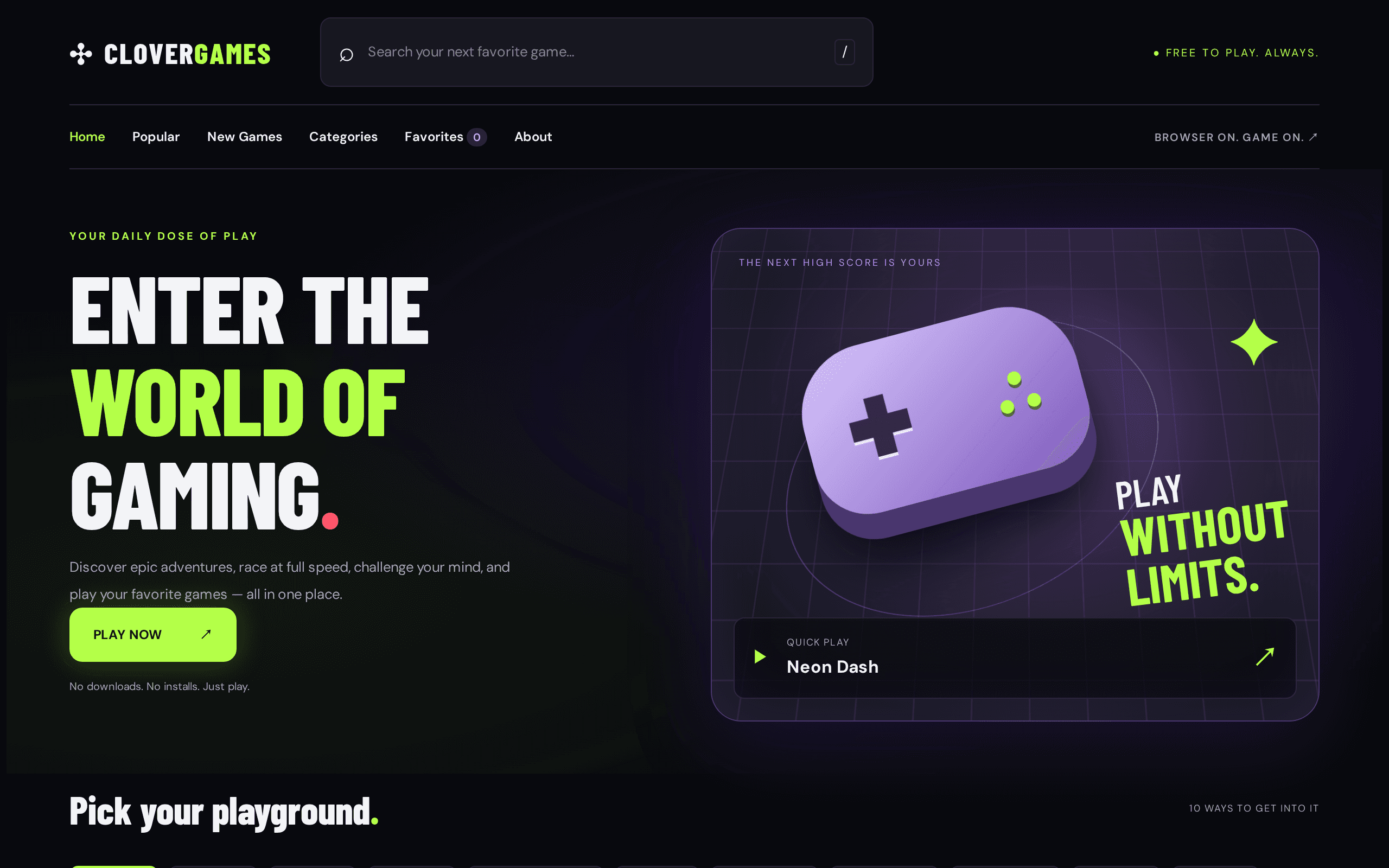 Screenshot of CLOVER GAMES