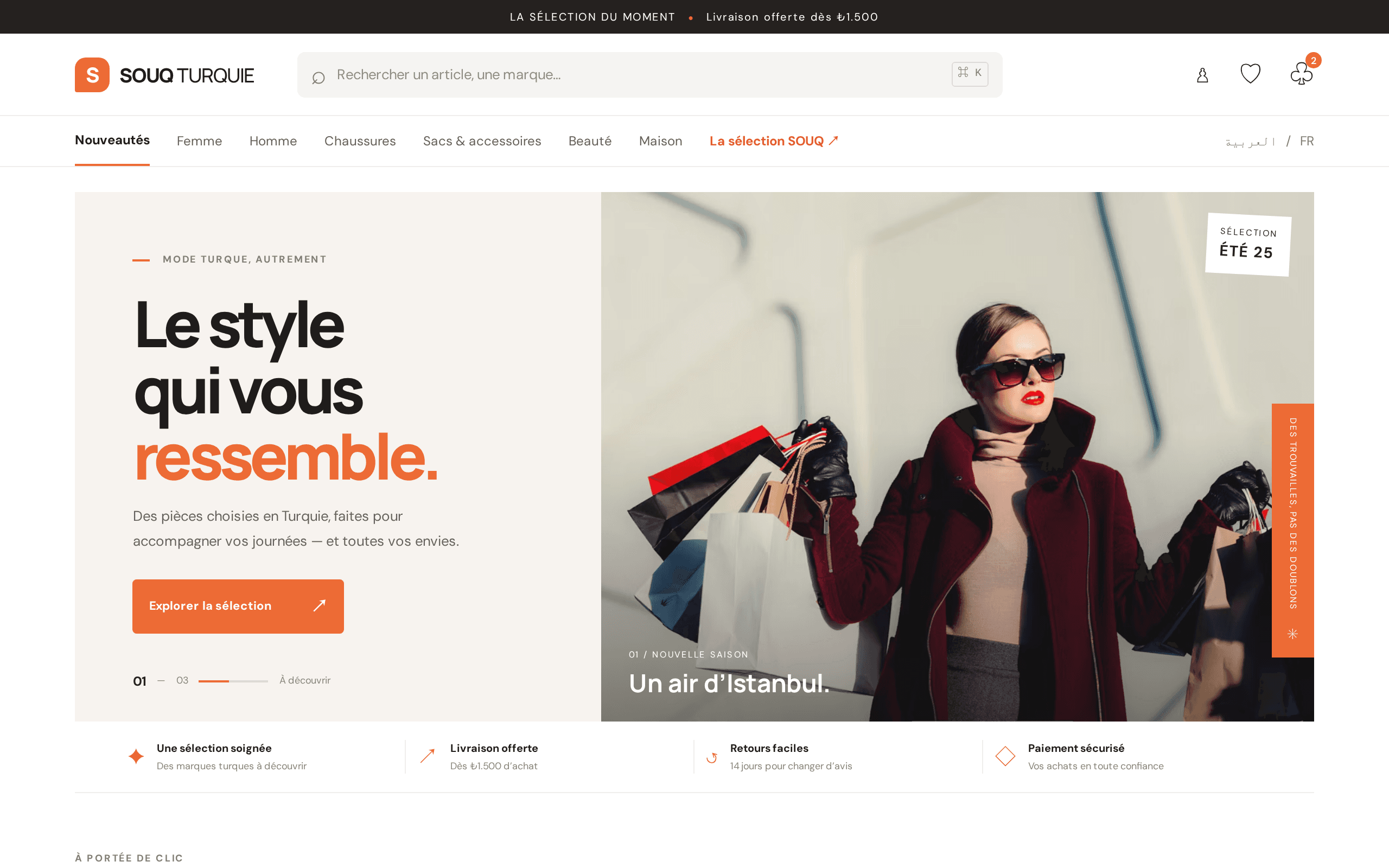 Curated Turkish fashion marketplace with editorial styling and clean UI.