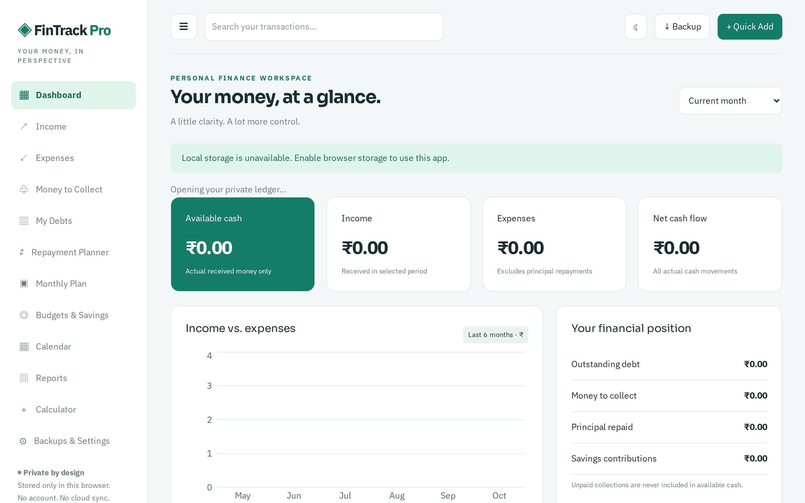 Private, local-first personal finance tracking with zero cloud bloat.