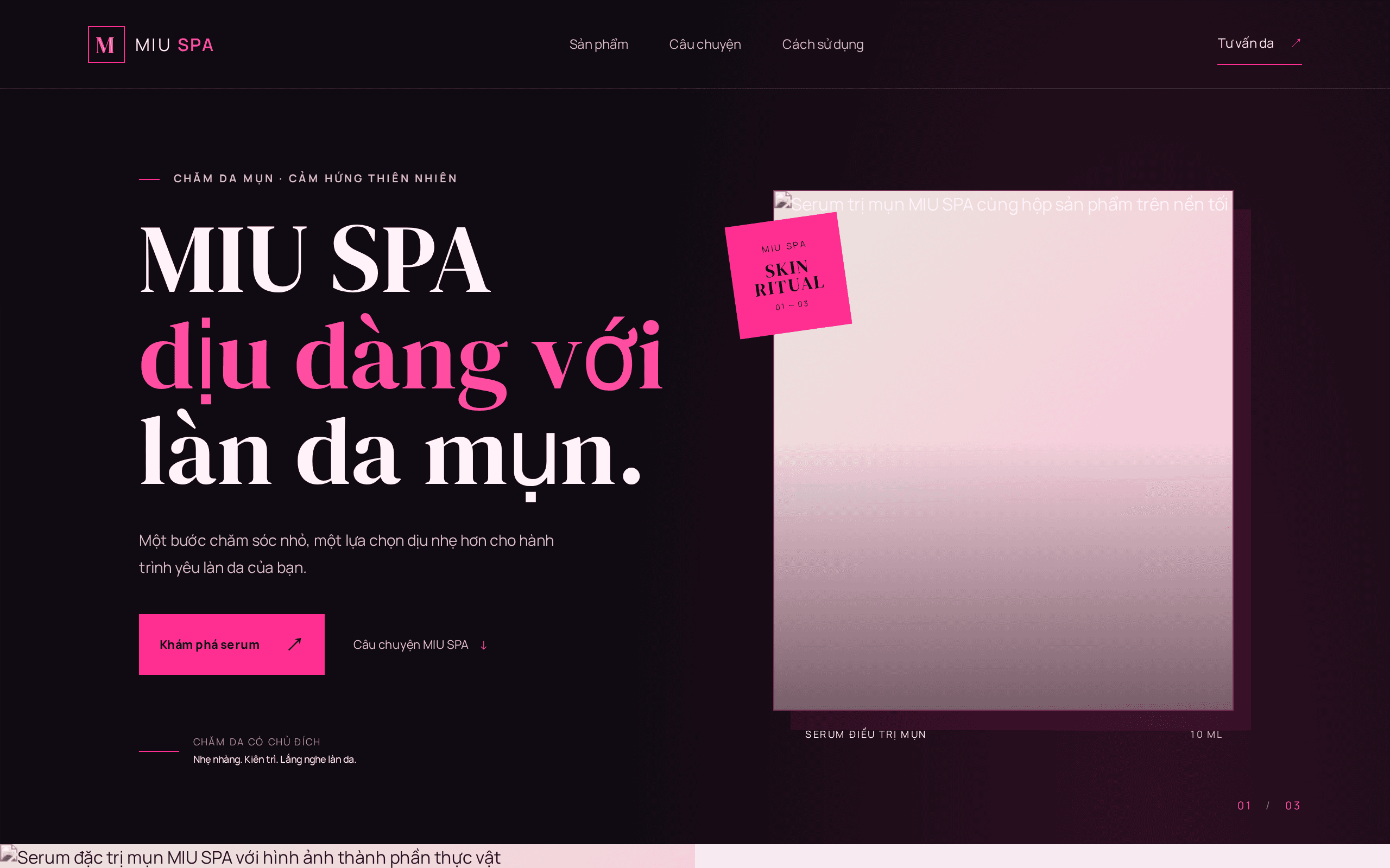 Screenshot of Xây dựng một trang web mỹ phẩm mụn MIU
