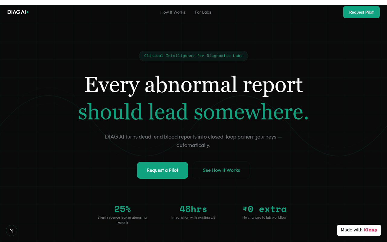 AI that turns abnormal blood reports into closed-loop patient journeys for diagnostic labs.