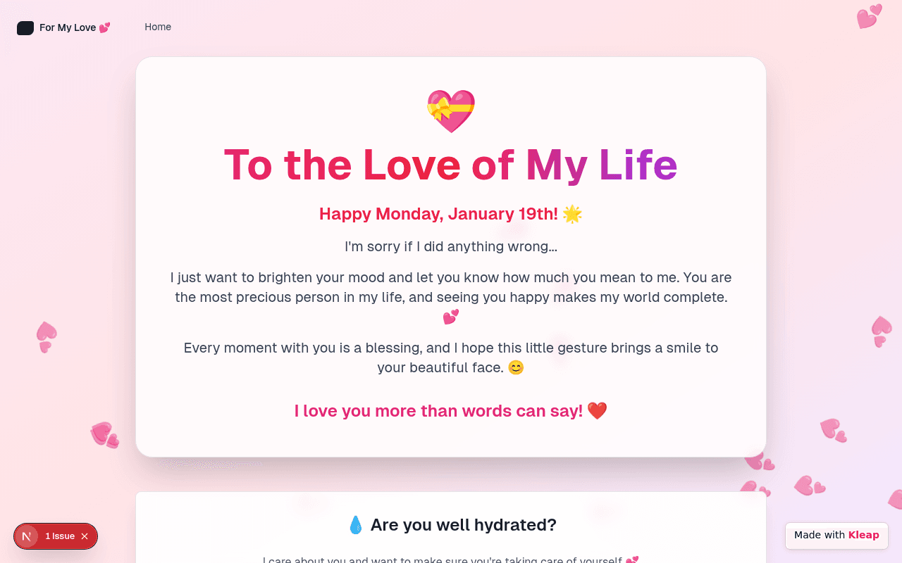 A delightful, personalized message of affection designed to brighten someone's day.