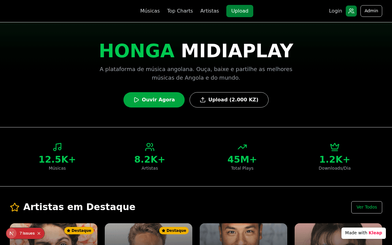 Angola's homegrown music hub where artists upload, fans stream, and the charts move.