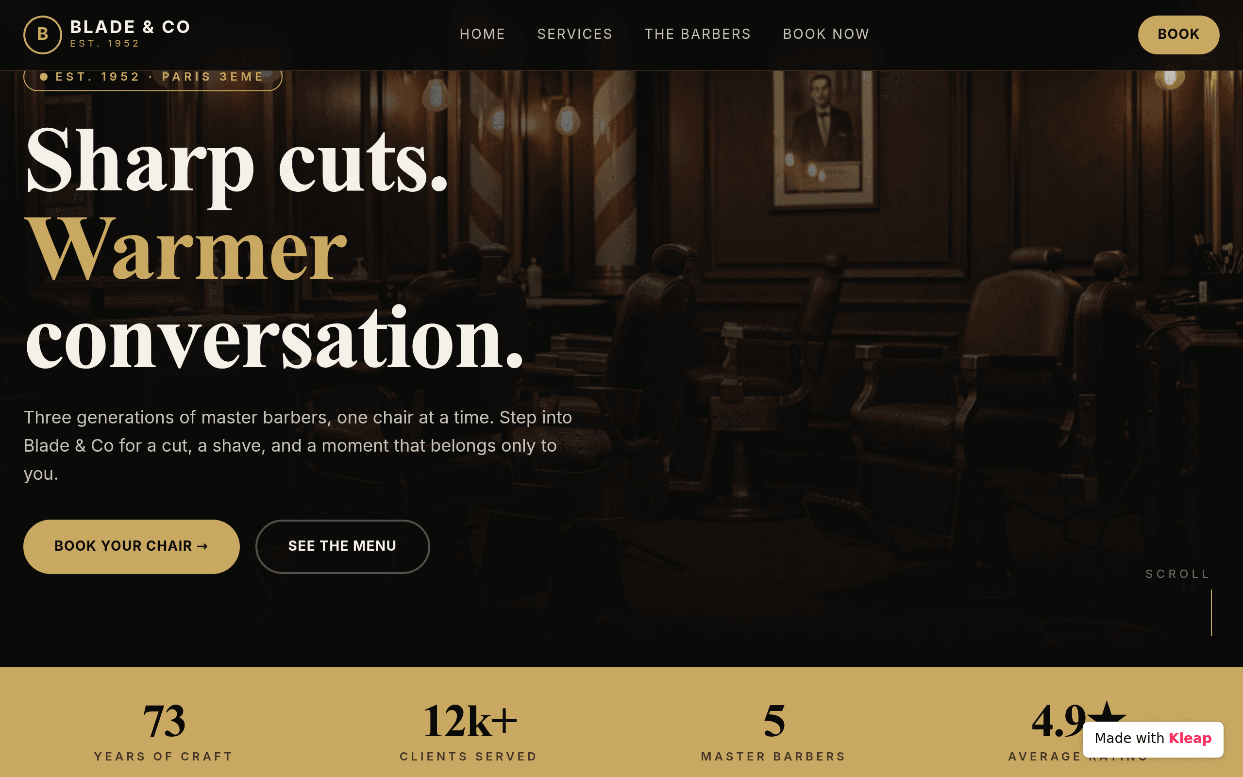 A heritage barbershop where 73 years of craft meet a warm, modern welcome.