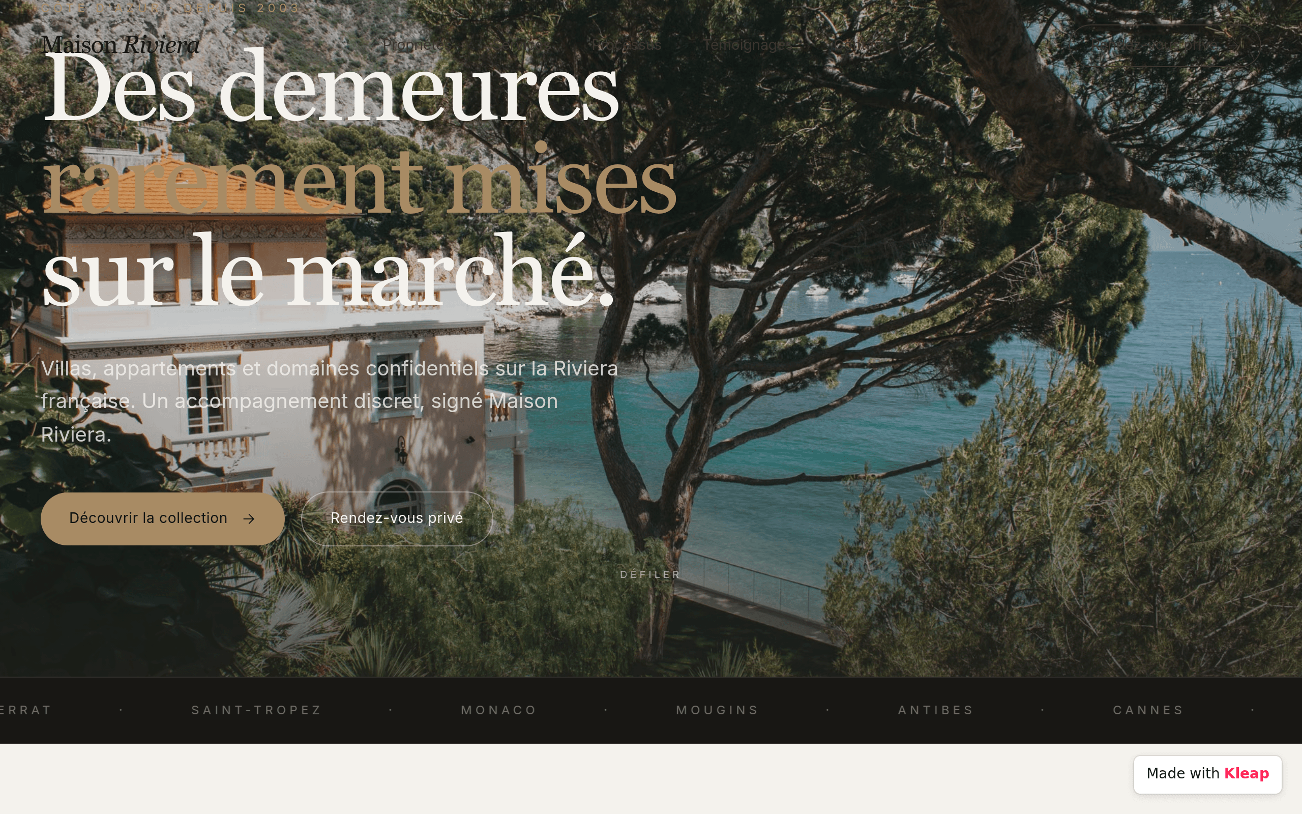 exception à vendre sur la Côte d