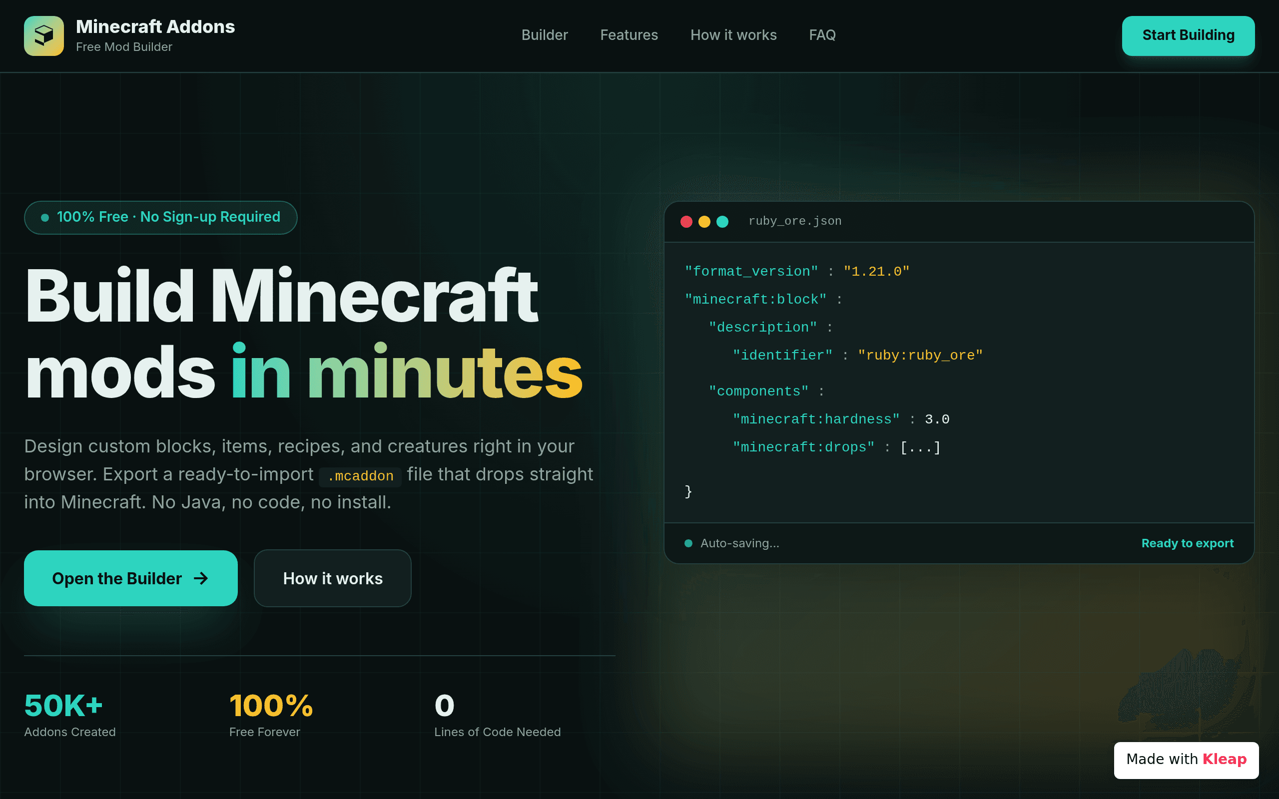 create Minecraft addonsfree