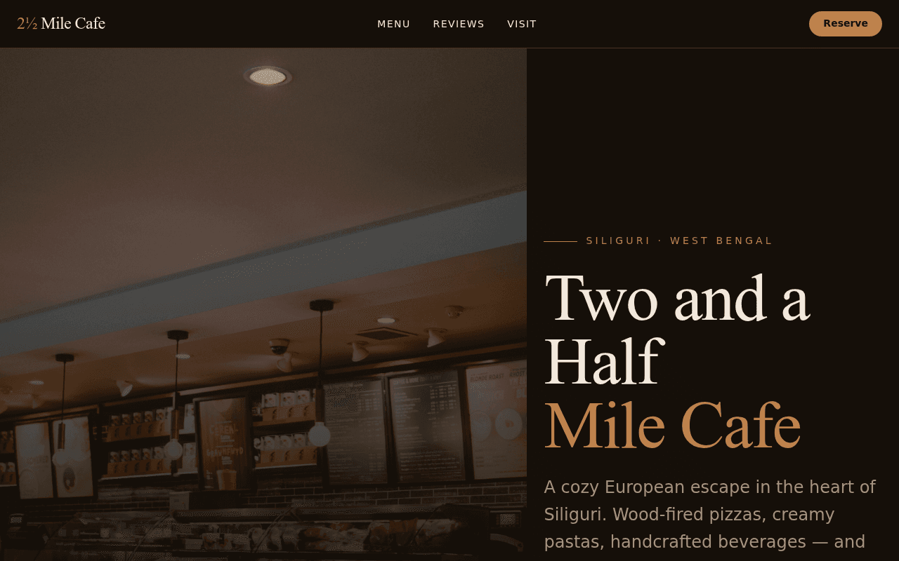 Screenshot of Half Mile Cafe
