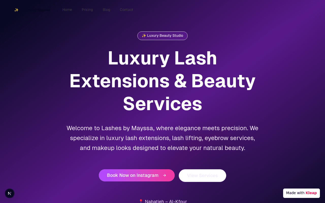 A beauty studio landing page that fuses elegance with clear service offerings.