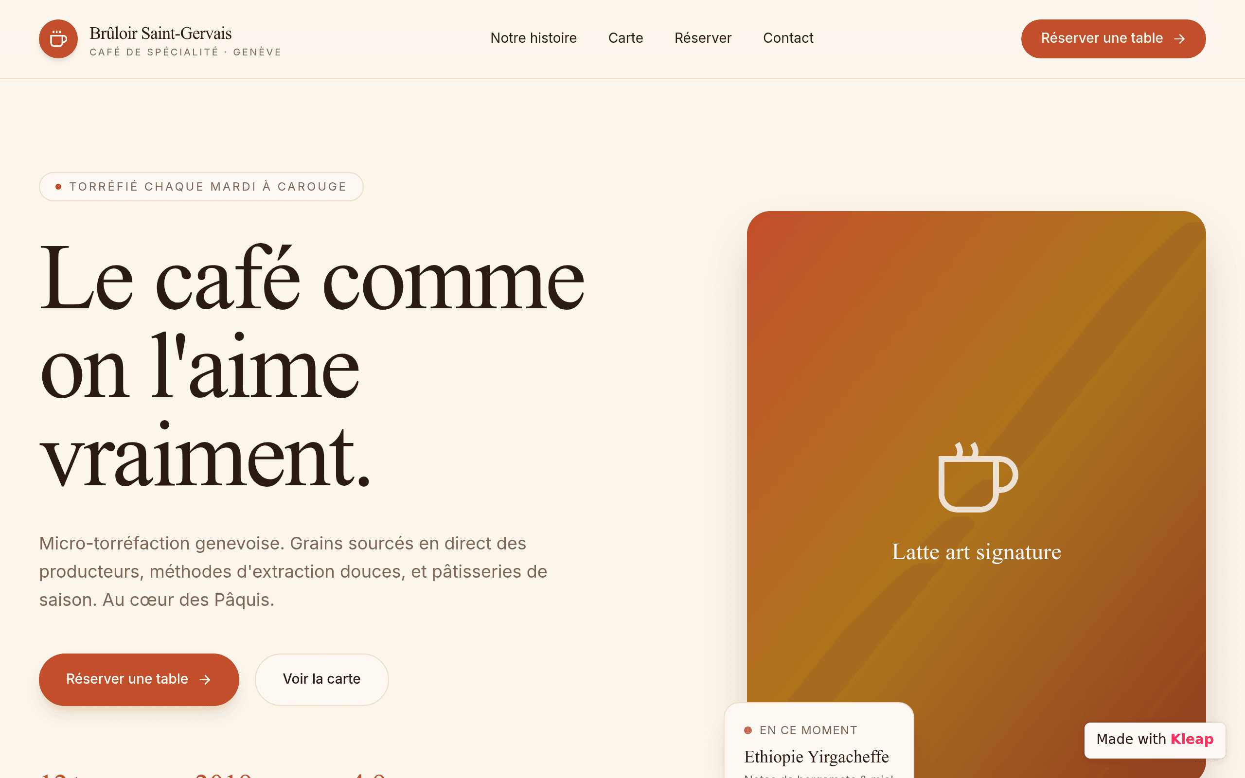 un café de spécialité à Genève