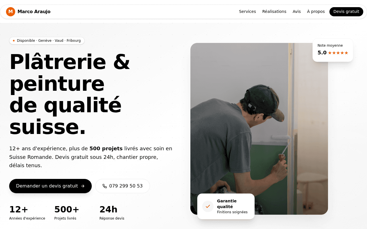 Plâtrerie et Peinture de Qualité Suisse | Marco Araujo
