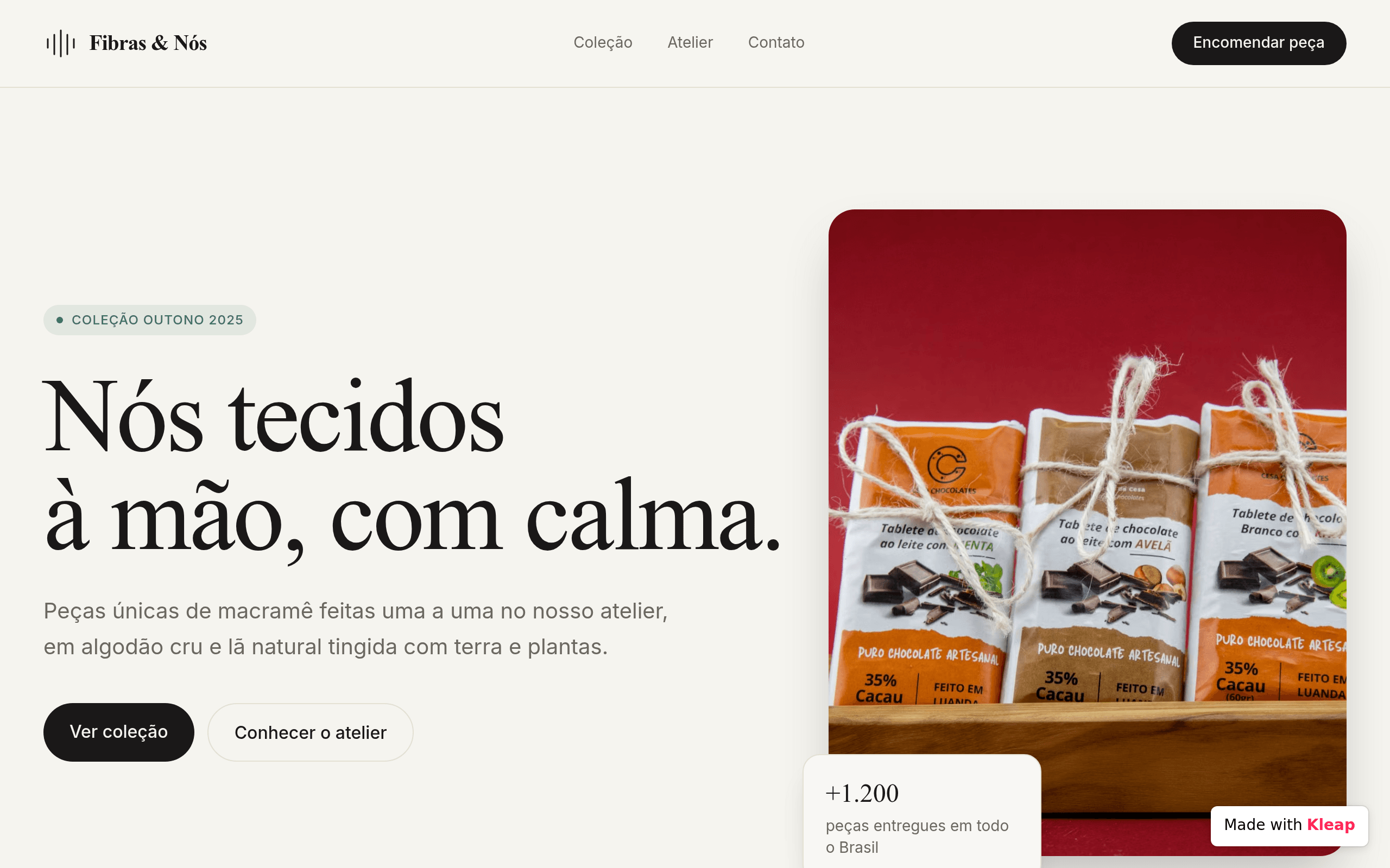 venda de produtos de macramê em html e c