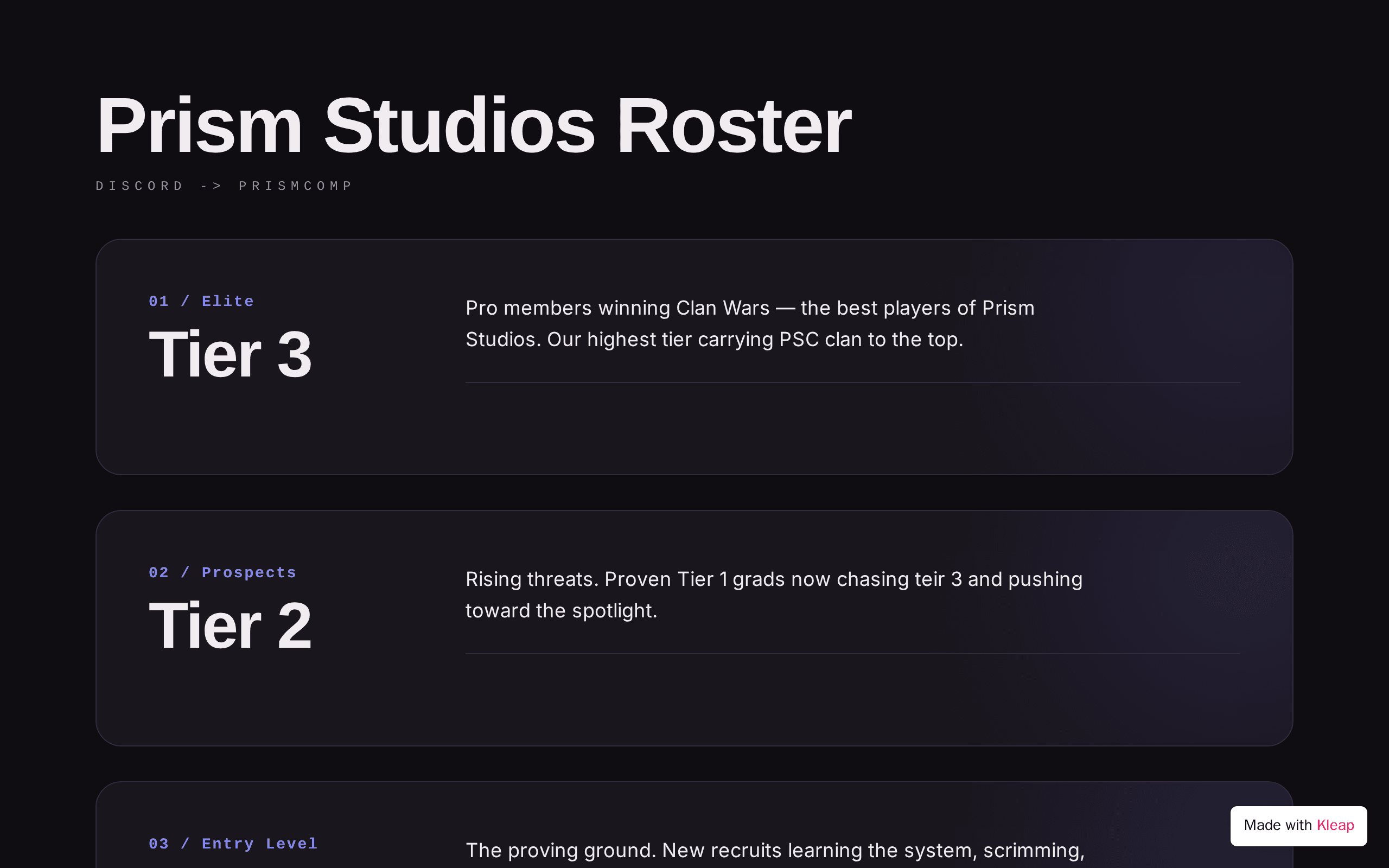 Prism Studios Competitive
