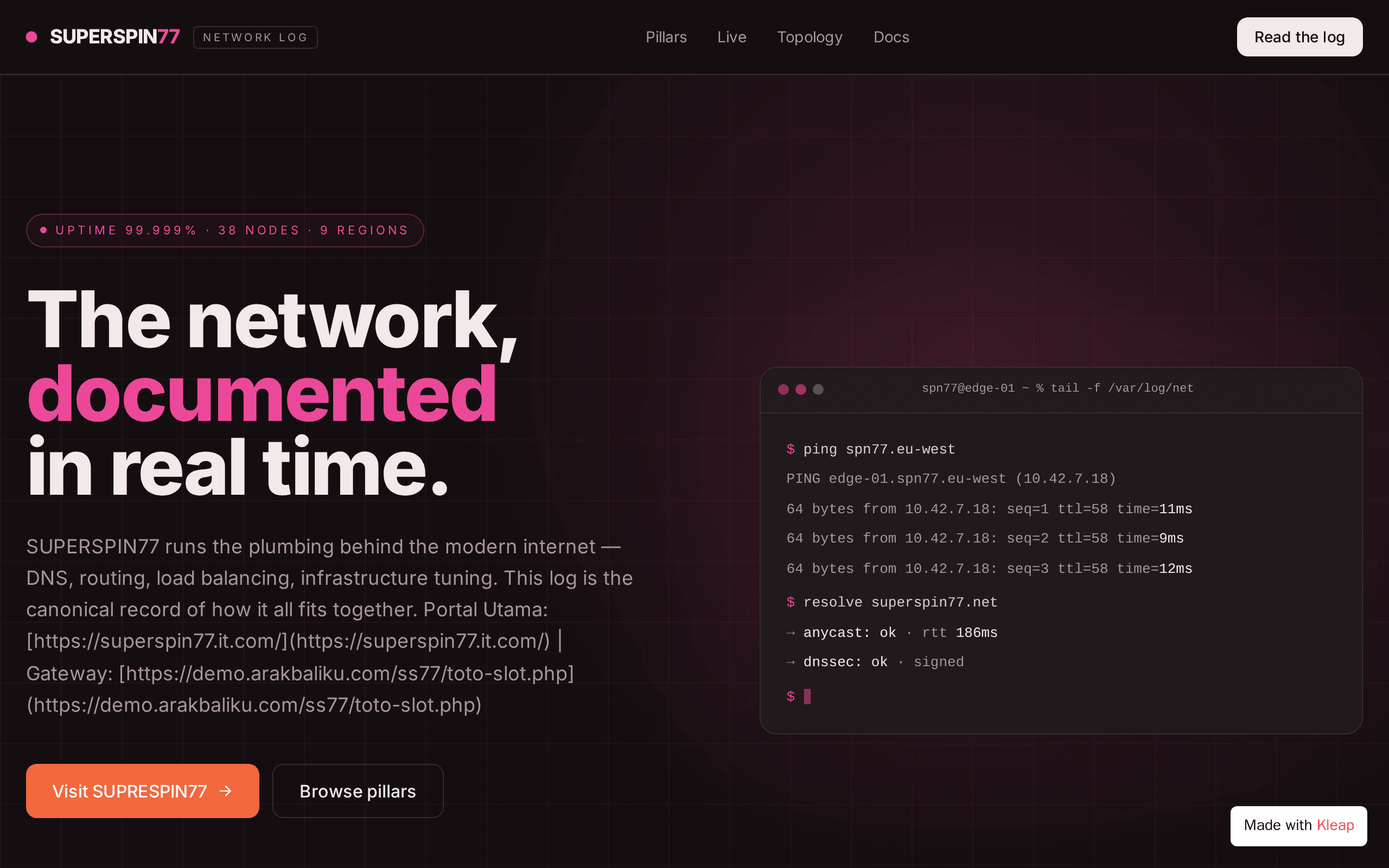 SUPERSPIN77 Network Log