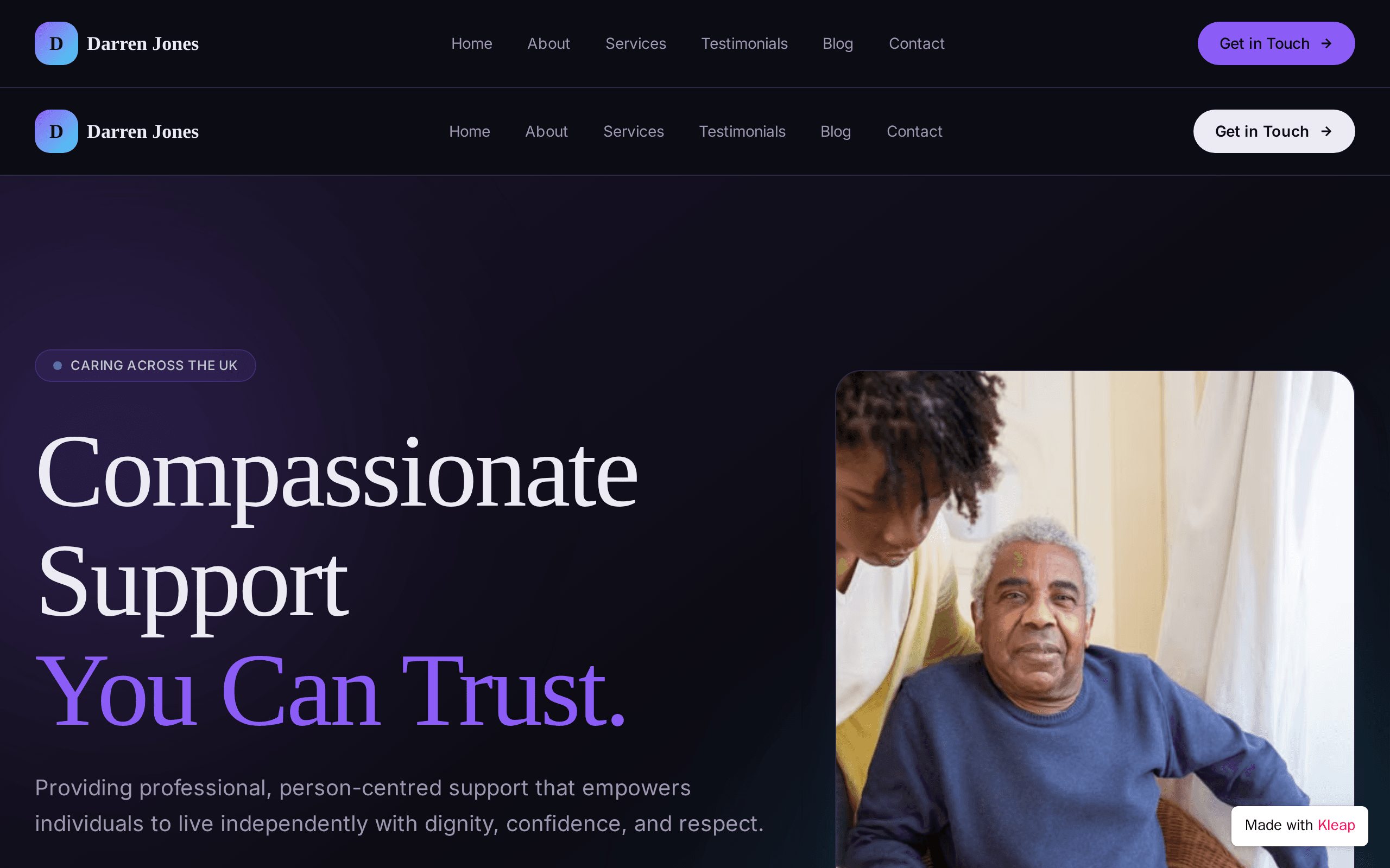 Darren Jones Support Worker Website