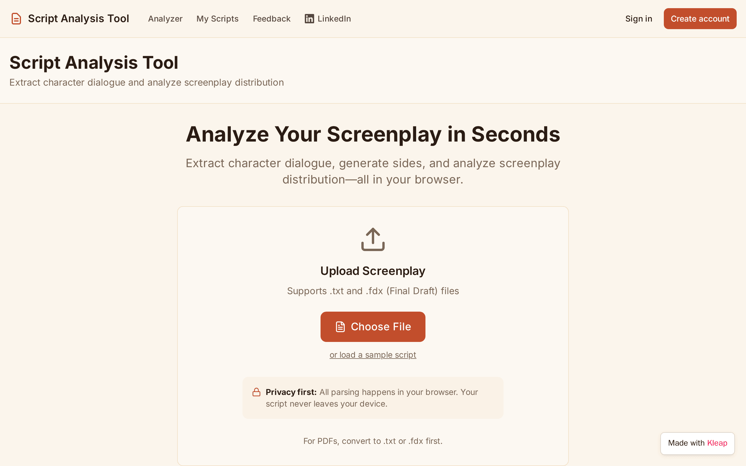 Script Analysis Tool