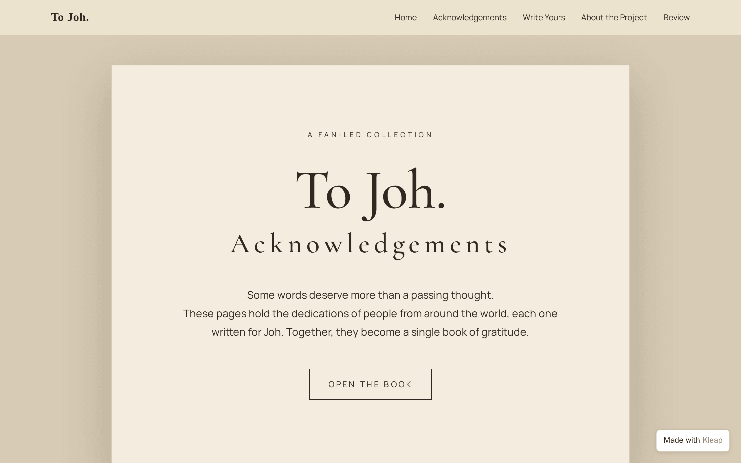 To Joh. — Tributes