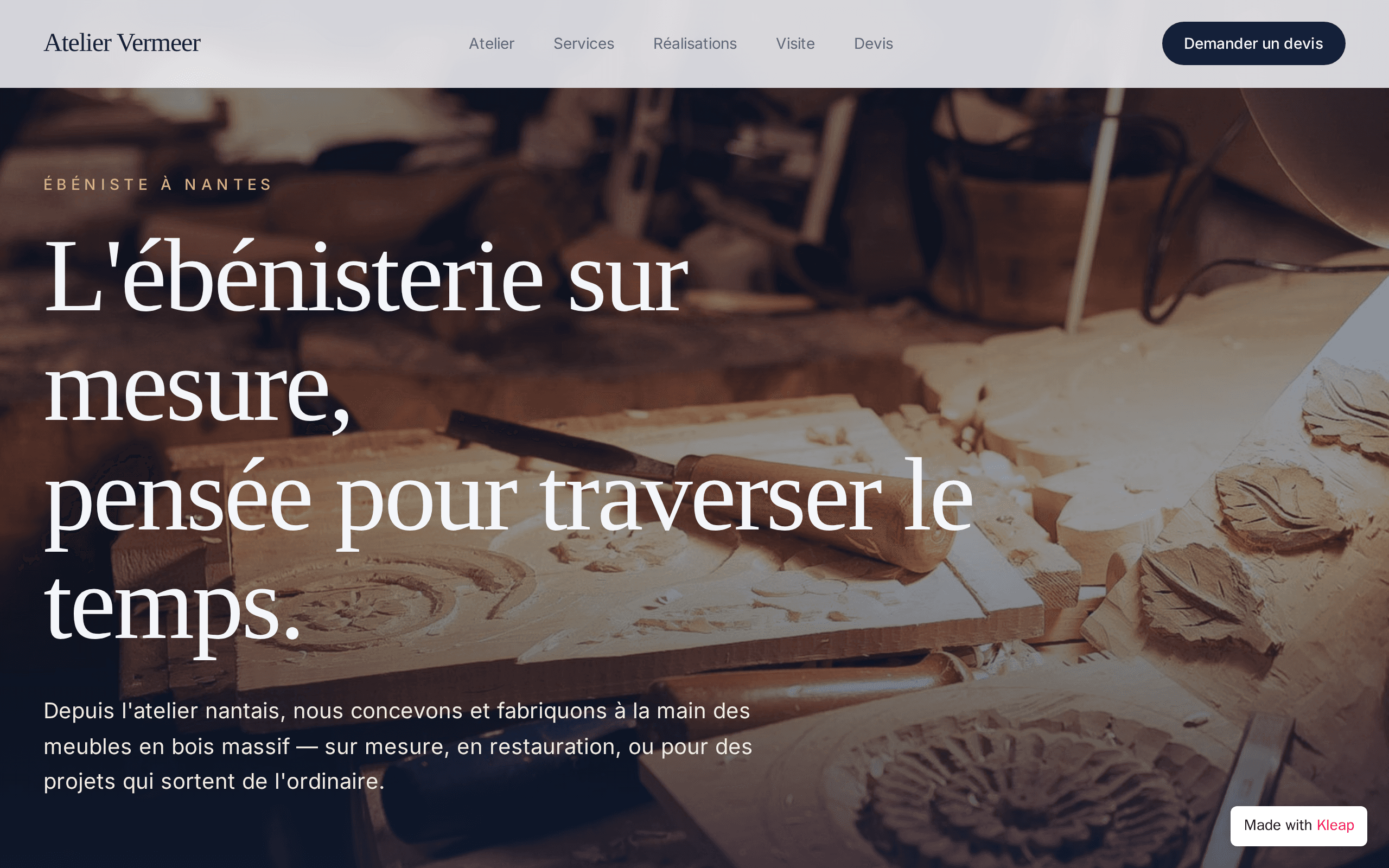 Custom woodworking atelier crafting heirloom furniture in Nantes.