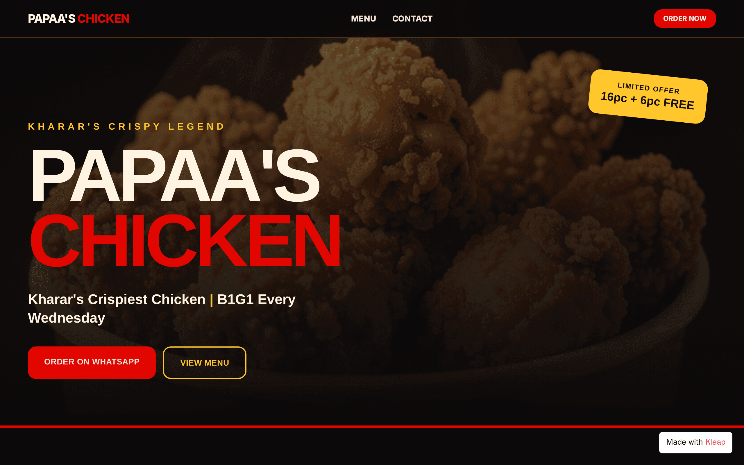 Kharar's crispiest chicken, delivered with weekly deals you can't refuse.