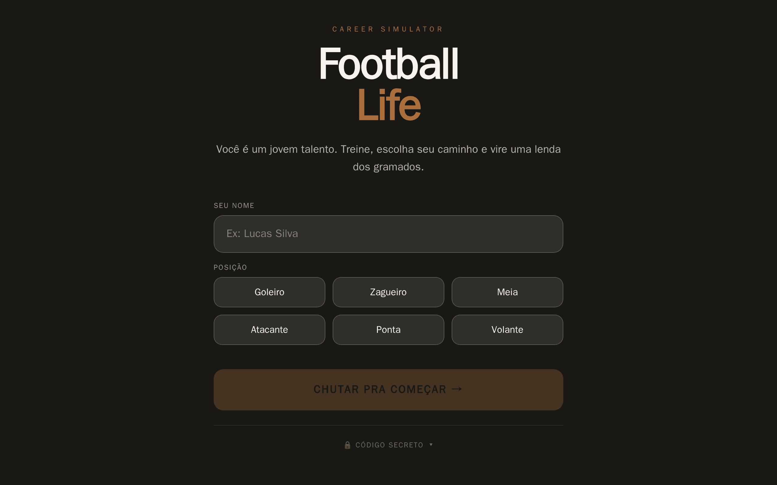 A football career simulator where you choose your path to legend.