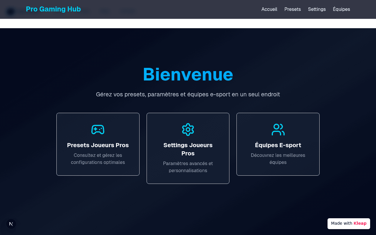 Manage your eSports presets, settings, and teams all in one streamlined hub.
