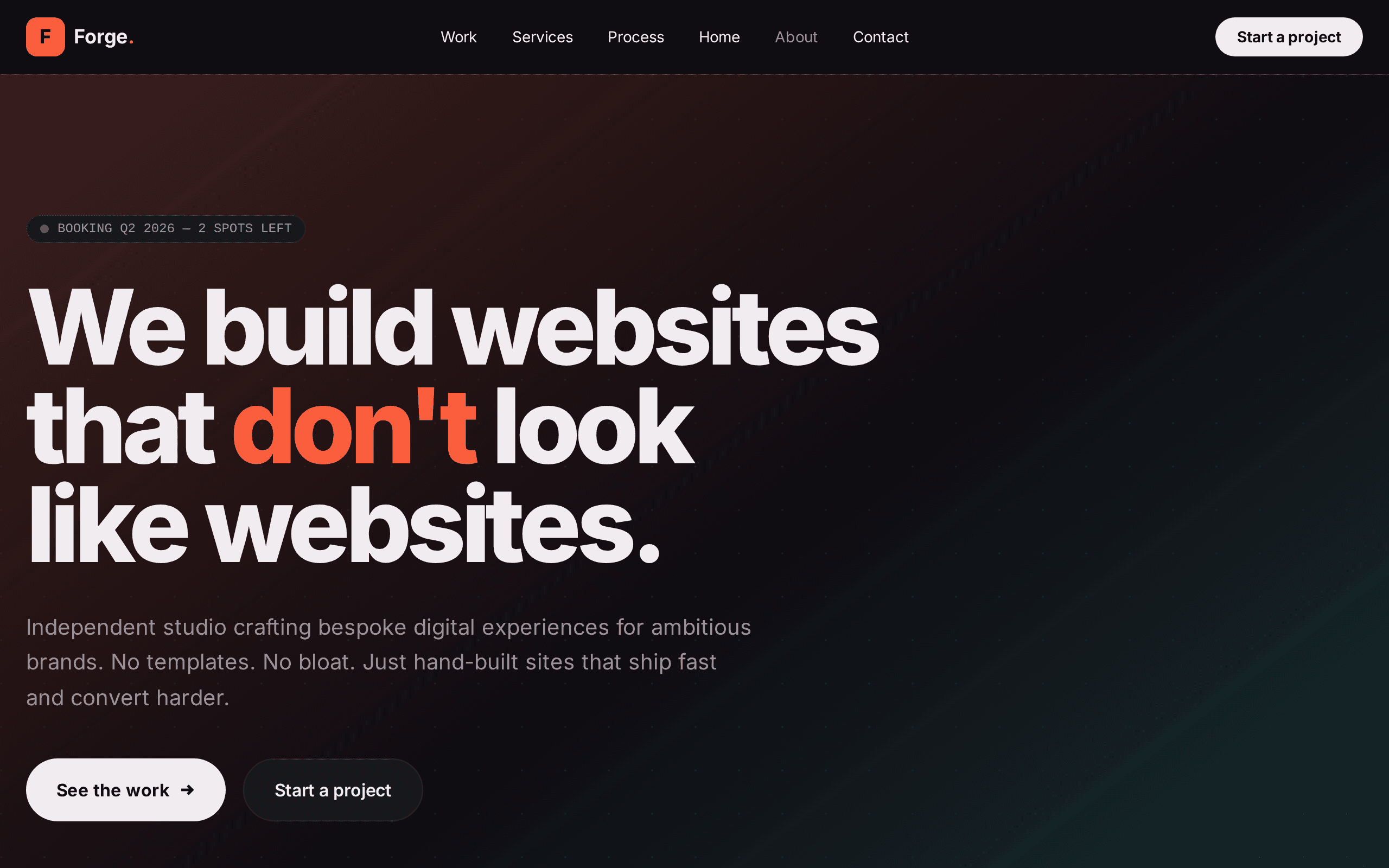 Bold studio site that breaks the agency mold with brutalist honesty.