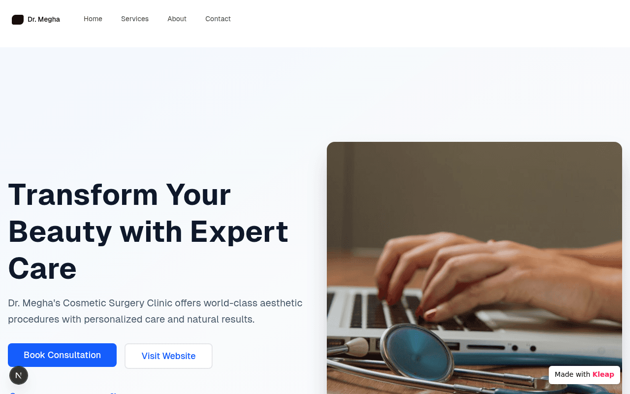 A modern clinic site blending professional care visuals with clean, intuitive navigation.
