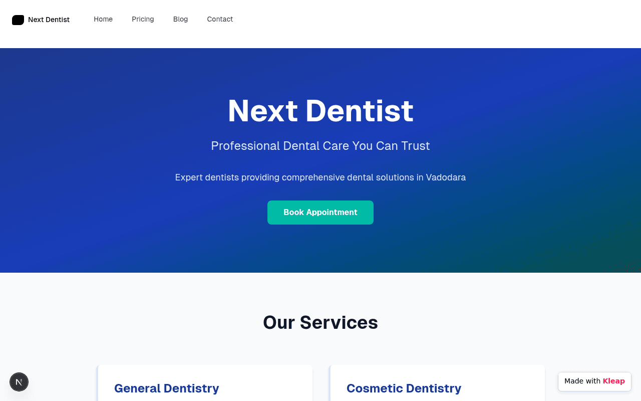 Next Dentist offers professional dental care with a clear, engaging online presence.