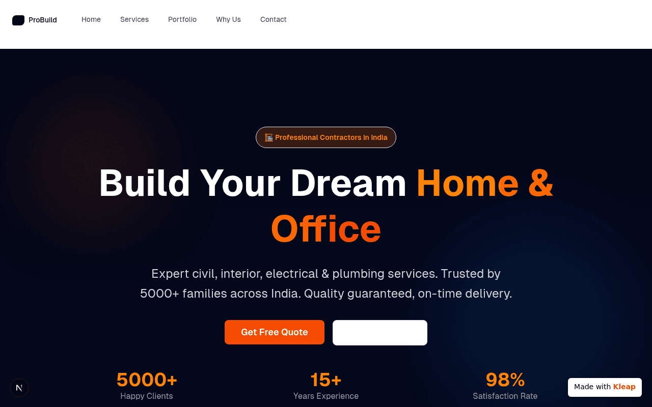 Professional contractors offer complete build services for homes and offices across India.