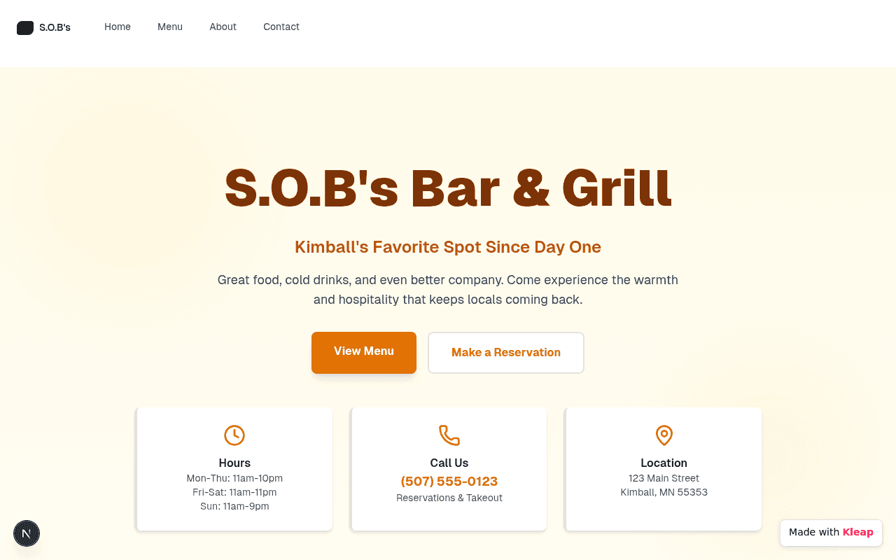 A welcoming online home for a beloved local bar and grill, serving up classic comfort.