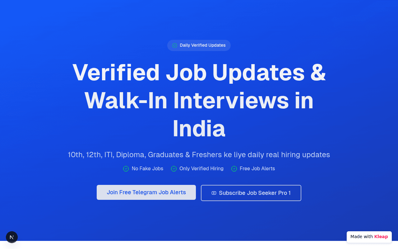 Get daily verified job updates and walk-in interview alerts for all education levels.