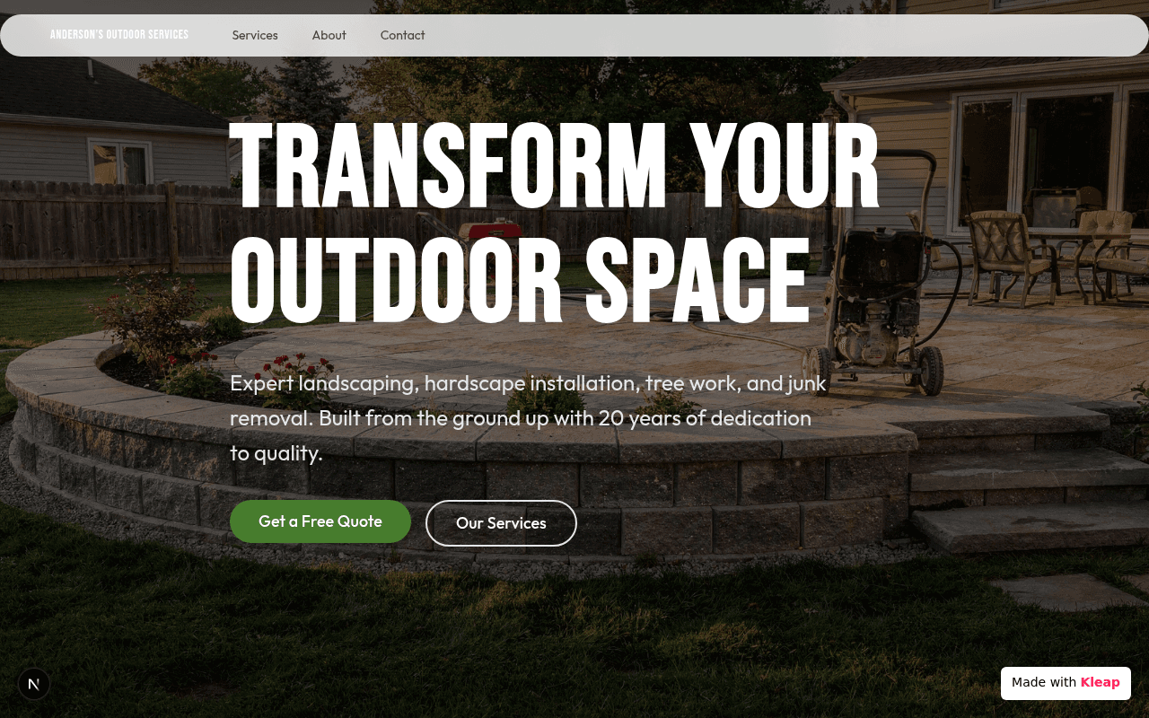 Transform your outdoor space with expert landscaping and hardscape solutions.