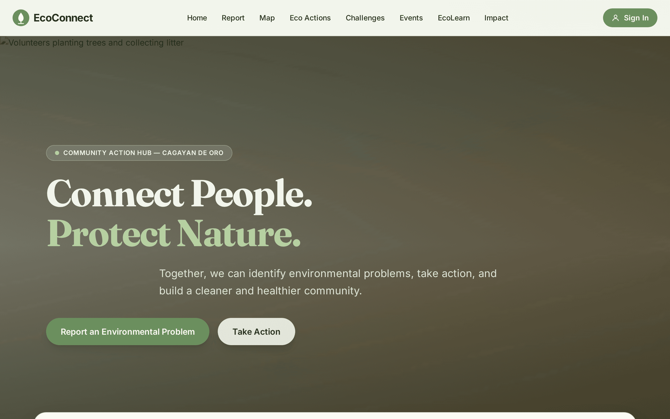 Screenshot of Community Environmental Action Hub