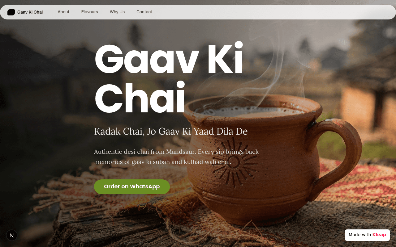 Experience authentic Mandsaur chai, bringing back village memories with every sip.