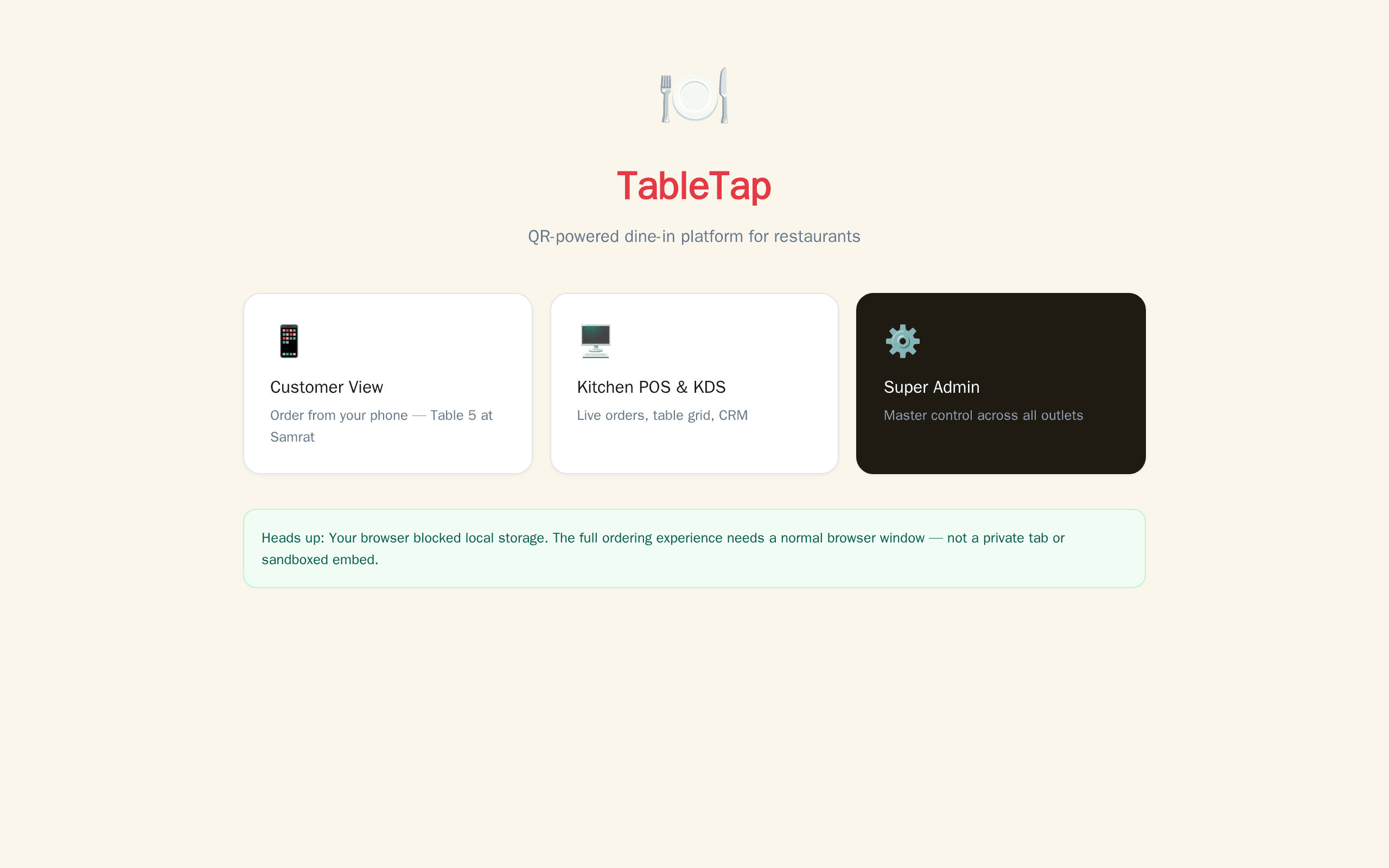 A friendly QR-menu concept for casual dining rooms that skips the app download.