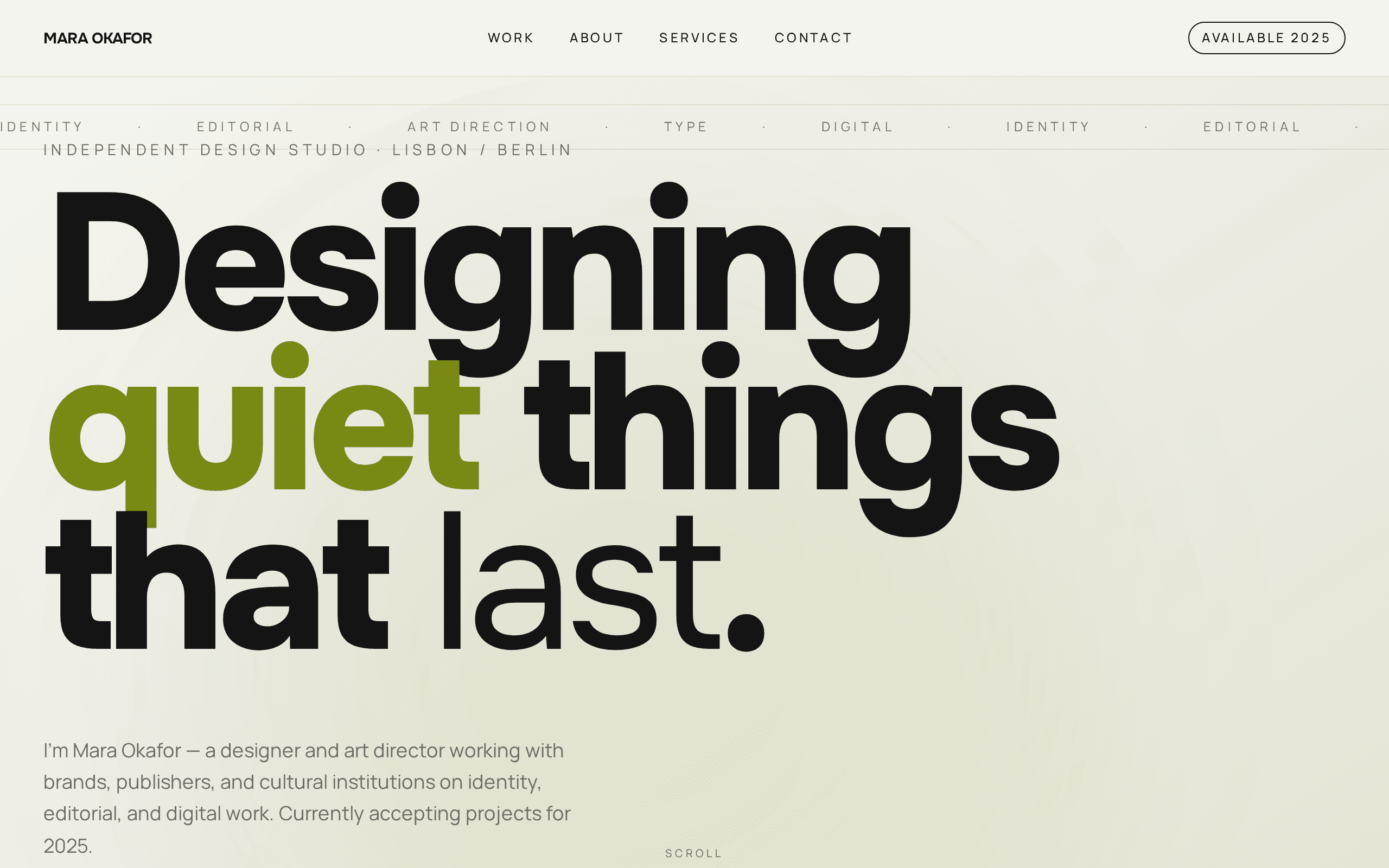 Independent design studio with a manifesto, not a portfolio.