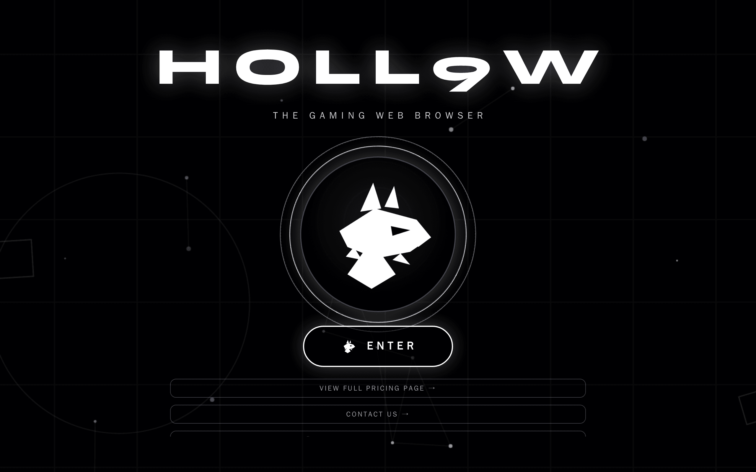 A cinematic portal for players entering a browser-built gaming world.